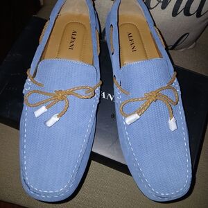Alfani Light Blue Men's Loafers with Tan Accents